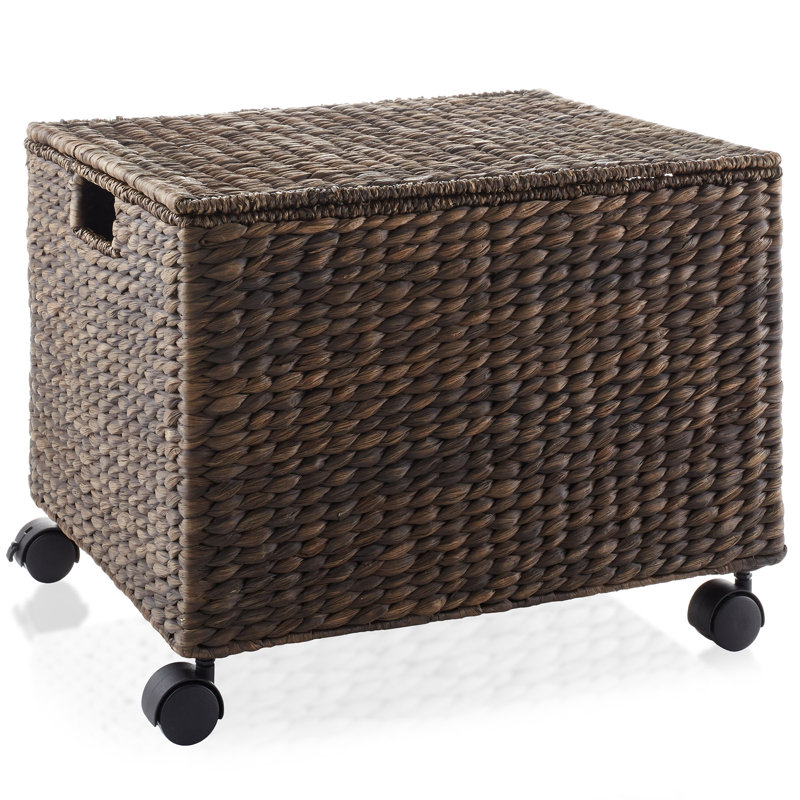 Casafield Water Hyacinth Rolling Filing Cabinet, Espresso