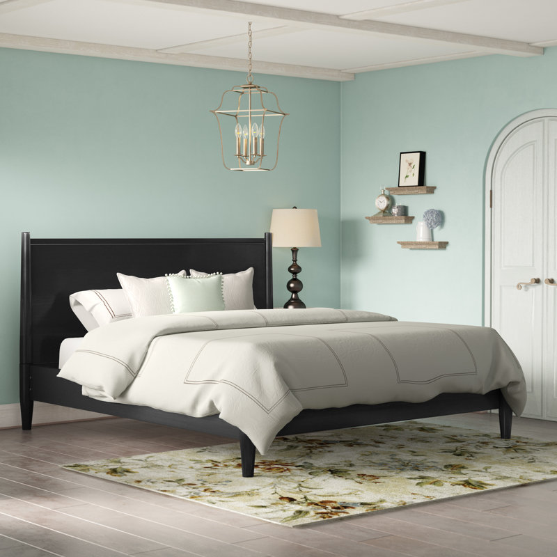 Stalter Solid Wood Platform Bed, Black, Queen