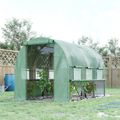 Stellan Walk-In Polytunnel Greenhouse With Roll-Up Doors And Durable PE Cover
