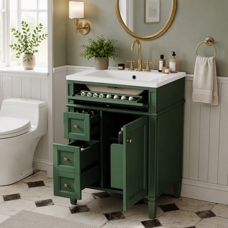 Meuble-lavabo 24 po avec lavabo supérieur, Vert