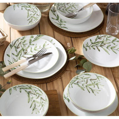 12 Piece Porcelain China Dinnerware Set - Service for 4