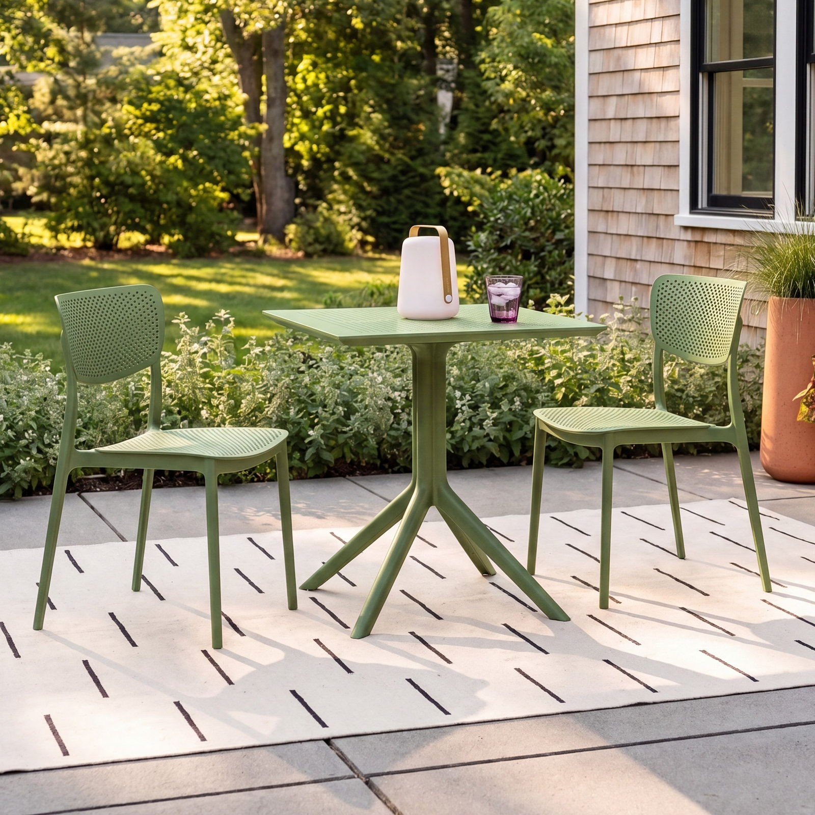 Farrah Patio Bistro Set, 23.6" D x 23.6" W x 29.5" H, Olive Green