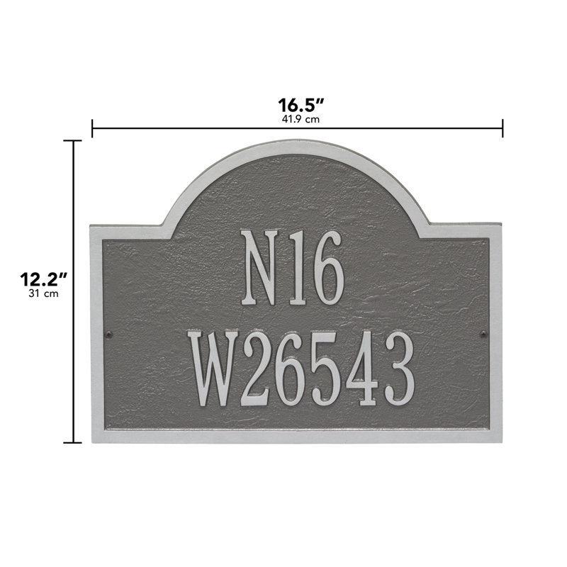 Wisconsin Special 2-Line Wall Address Plaque, Pewter and Silver, Yes