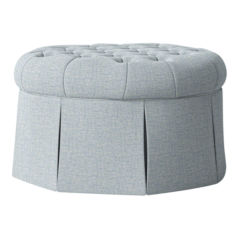 Repose-pieds cocktail capitonné rond 35 po Alma, Périglé doux au toucher céruléen