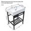 Console de lavabo en céramique 24 "x 16,75" avec trop-plein, pieds en métal noir