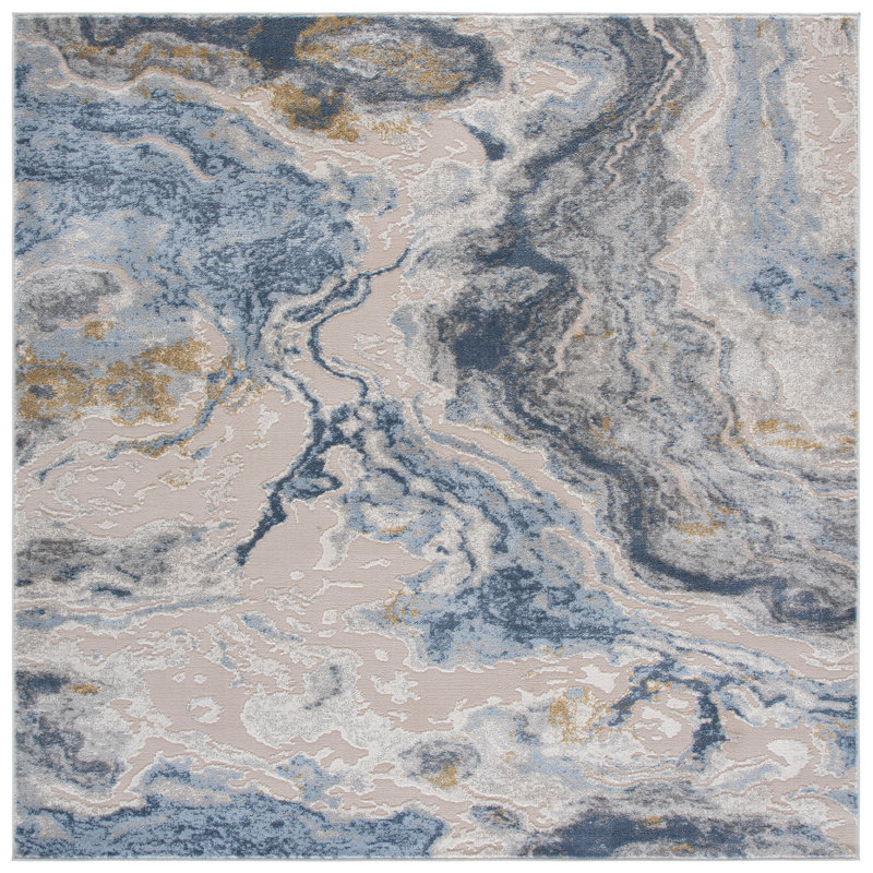 Tapis à motif abstrait 374 de performance Palma, Carré 6 pi 7 po x 6 pi 7 po