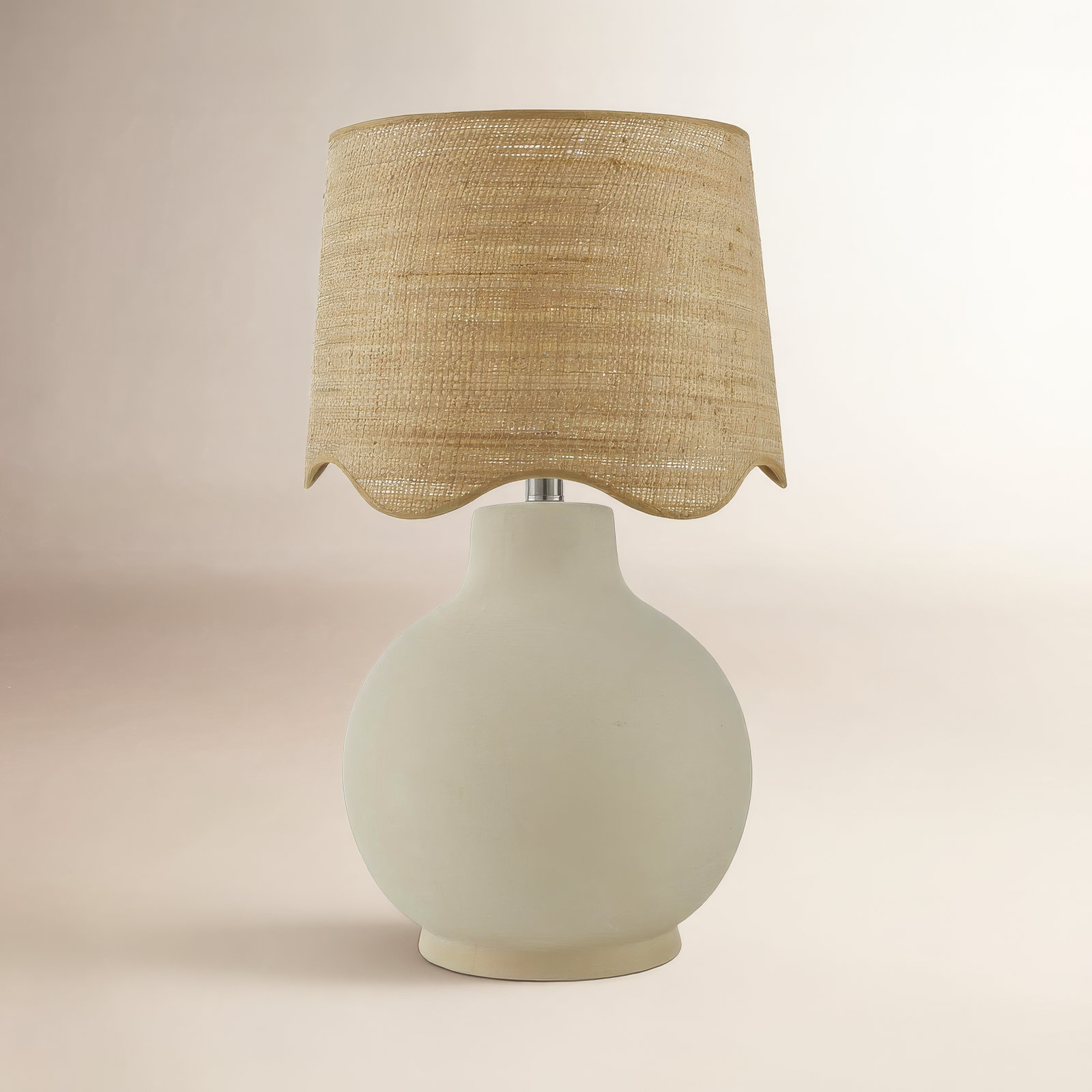 Ceramic Bedside Lamp, Tan, Cream, 22"H x 15"W x 15"D