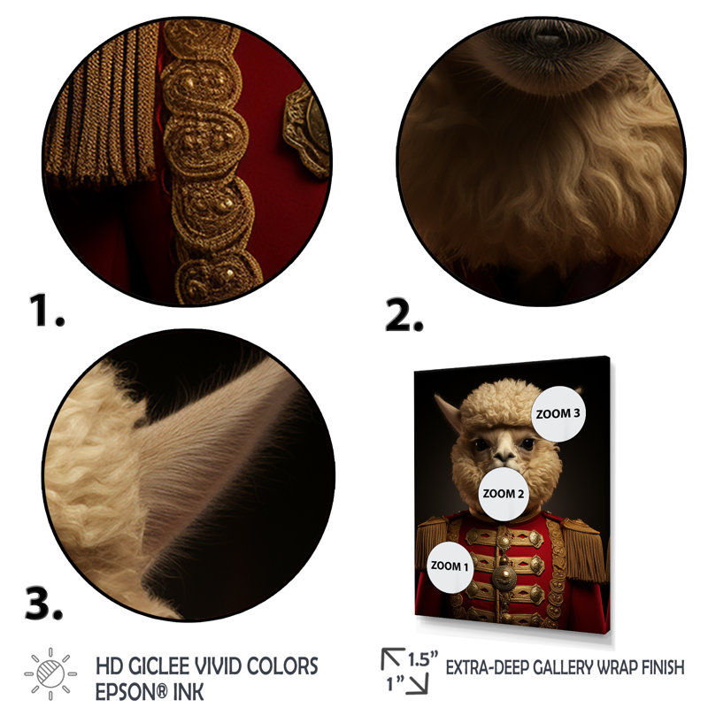 Alpaca Baroque Woolen Elegance, Brown Floater Framed, 40" H x 30" W x 1.5" D
