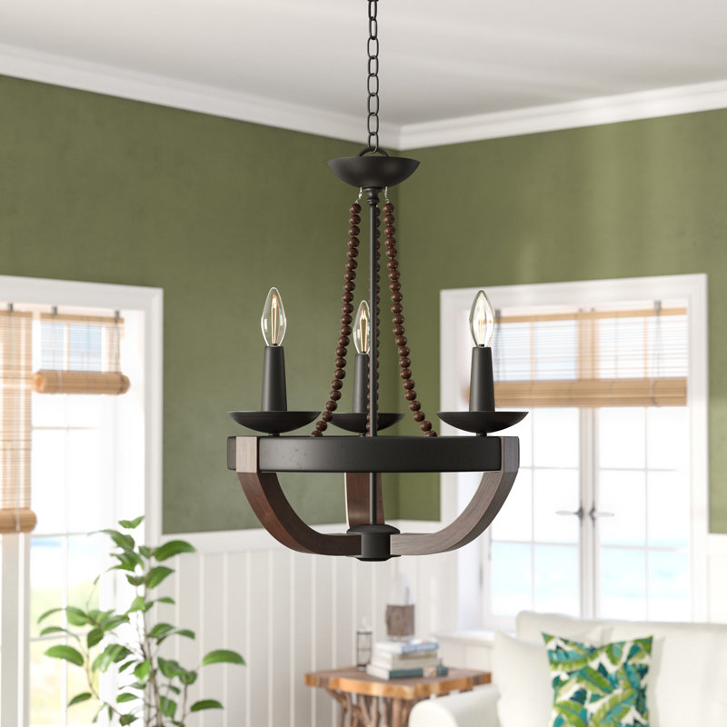 Craftsbury 3 - Light Dimmable Wagon Wheel Chandelier
