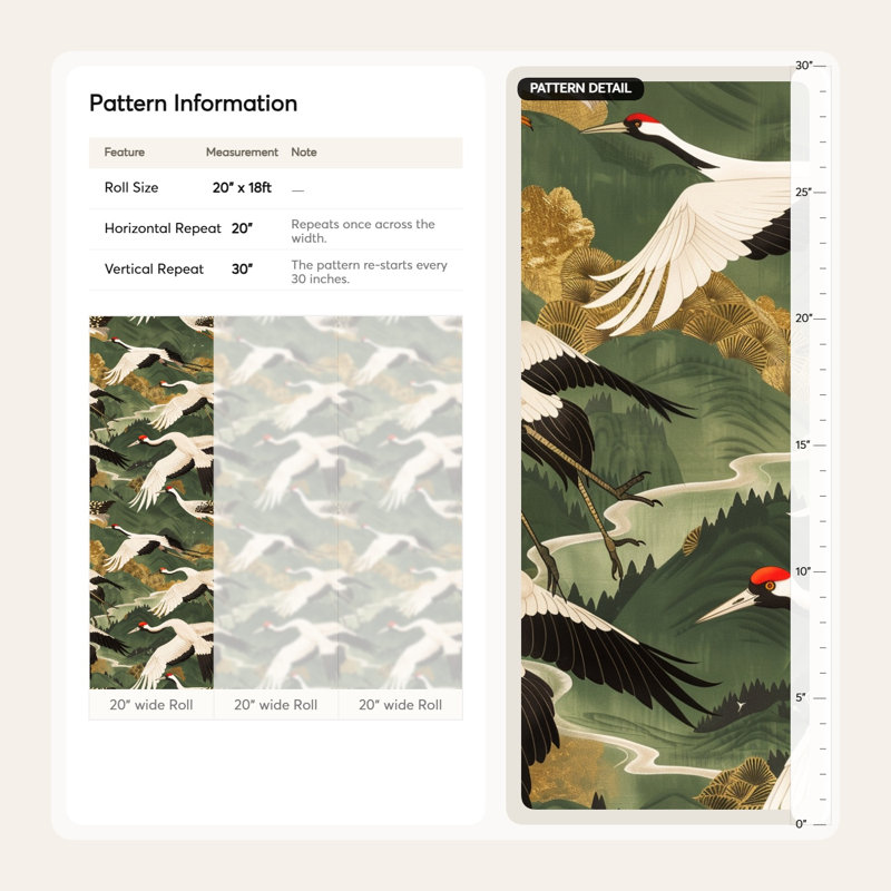 Rouleau de papier peint japonais Elegant Crane