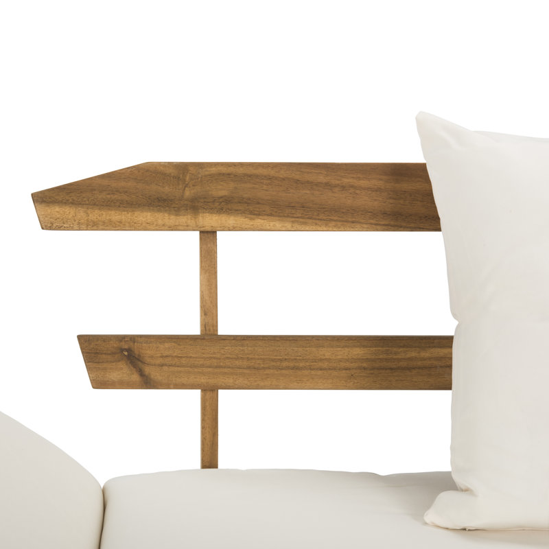 Jacqueline 83.46'' Wide Straight Acacia Patio Daybed with Cushions, Natural , Beige