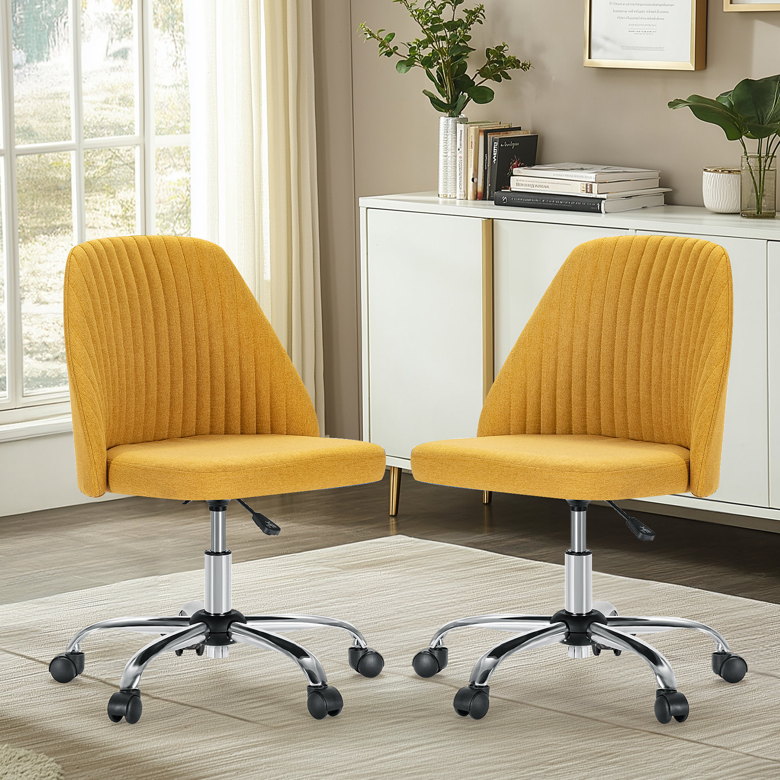 Office Chair with Wheels, Yellow