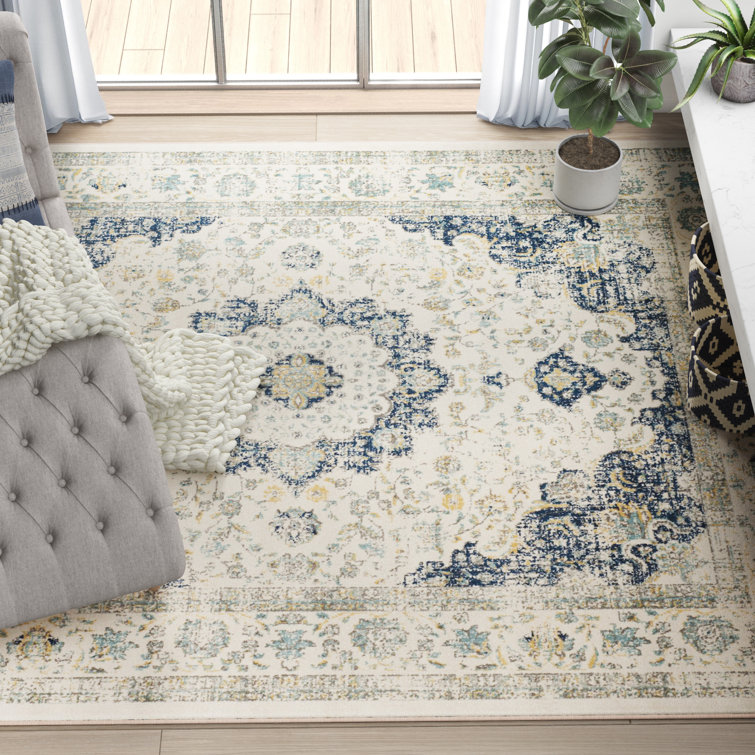 Annette Oriental Ivory/Blue Area Rug