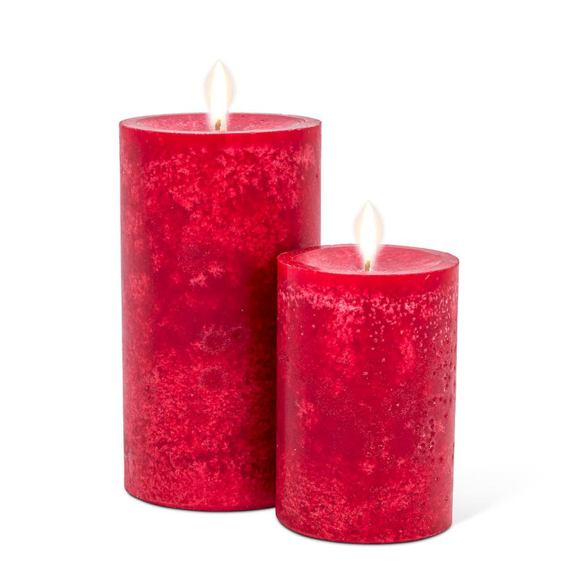 Bougie sans parfum, H 3,5 po x l 2,5 po x P 2,5 po, Rouge