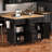56.5'' Kitchen Island With Drop Leaf, Power Outlet, Embossed Vertical Stripe Rolling Kitchen Cart On Wheels With 4 Doors , 5 Deep Drawers And Adjustable Shelves, For Kitchen, Dining Room-629527321