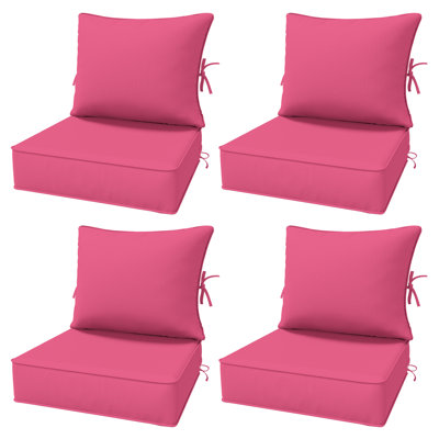 Ensemble de 6,5 po de coussins de remplacement pour l'extérieur, siège / dossier à assise profonde, l 24 po x P 24 po, ensemble de 4