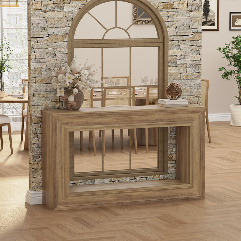 55" Console Table With LED Light,Wooden Entryway Tables,Sofa Tables, Wood