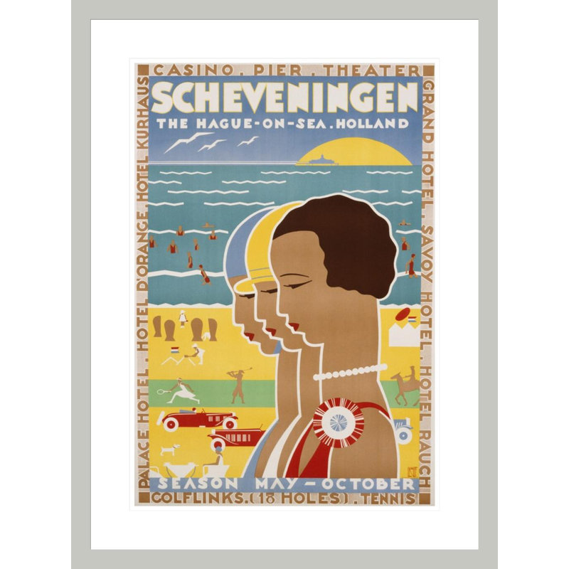 «Scheveningen - The Hague-On-Sea - Holland» par Louis Kalff, impression giclée encadrée, 29.5" H x 22.09" W