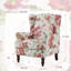 Chaise d'appoint florale avec dossier rembourré à haut dossier, pieds en bois massif pour plus de stabilité, canapé simple confortable, idéal pour le salon, la chambre à coucher ou le bureau personnel
