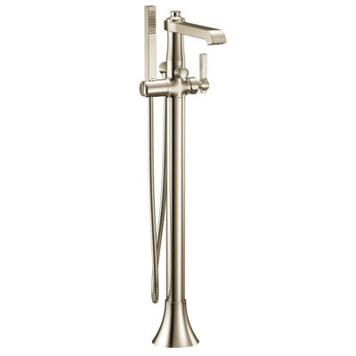 Flara Single Handle Floor Mount Freestanding Tub Filler with Handshower