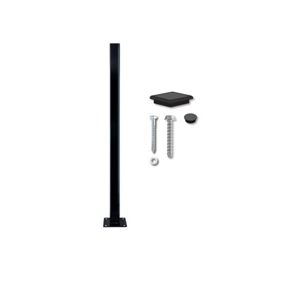 52 In. Above Ground Galvanized Steel Fence Post With Welded Base Plate (For Privacy Panels And Slat Fence Installs)