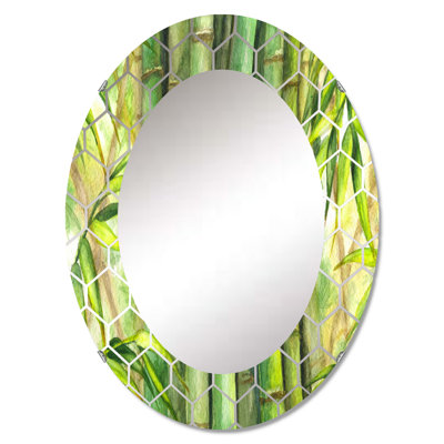 Tiges de bambou vert vif - Miroir mural transitionnel