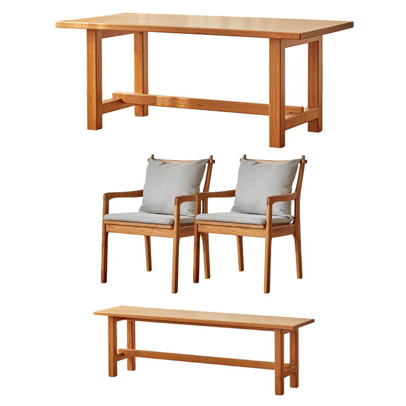 Table de salle à manger simple et durable en bois de cerisier épais, H 29,52 po x L 94,48 po x l 35,43 po