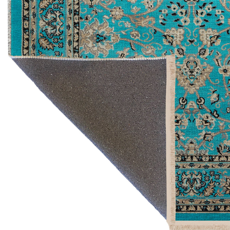 Tapis décoratif à motif floral et floral à franges, Tapis de couloir 3 pi 9,81 po x 9 pi 10,11 po