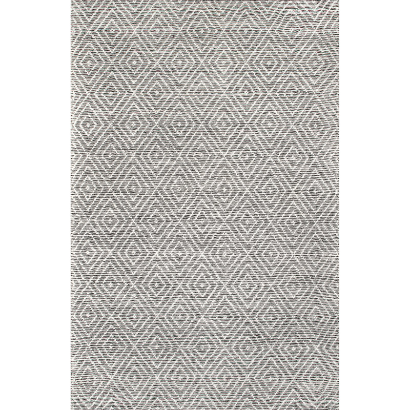 Tapis gris en laine / coton crocheté à la main Kalagher, Rectangulaire 3 pi x 5 pi