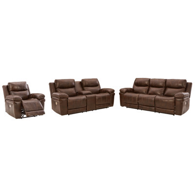 Edmar 3 Piece Leather Match Reclining Living Room Set -  Signature Design by Ashley, PKG011051