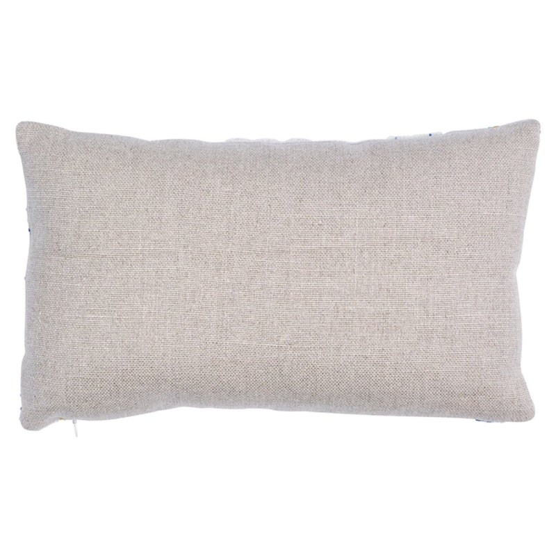 Marguerite Embroidery Pillow, Blue/Ochre