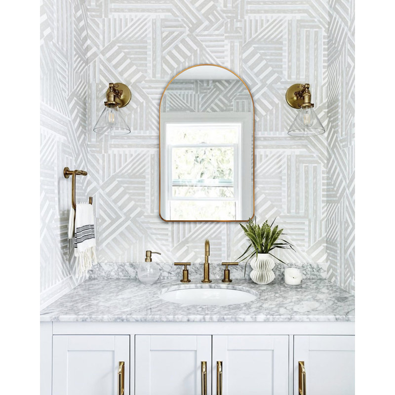 Miroir de salle de bain Bayze, 31,5 po x 19,5 po, Doré