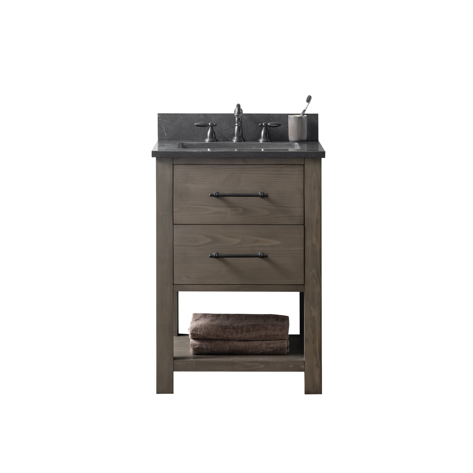 Keri 24'' Single Bathroom Vanity, Smoke Gray/Matte Black