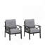 Ensemble de 2 fauteuils en métal toutes saisons, structure kaki avec coussins gris-1860169146-1860169145