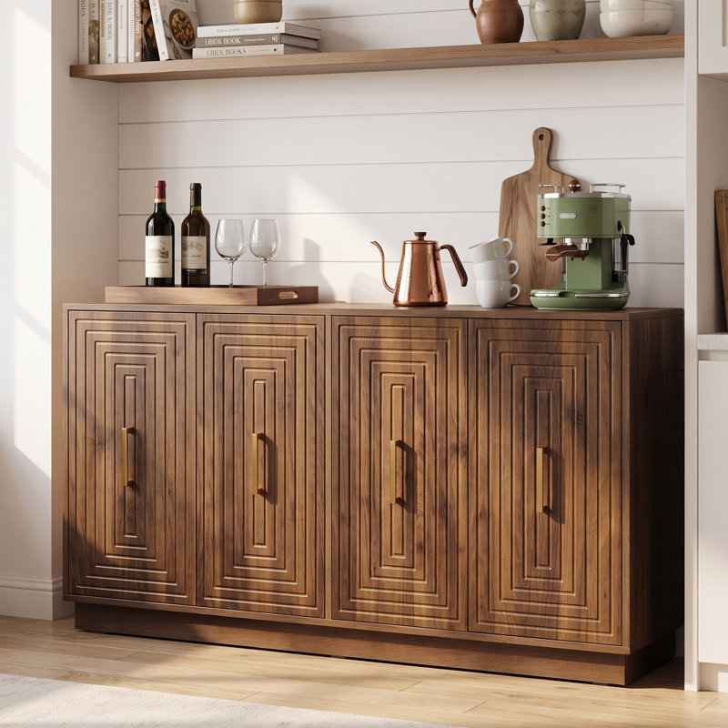 Buffet 55,1 "avec tablettes réglables, Brun