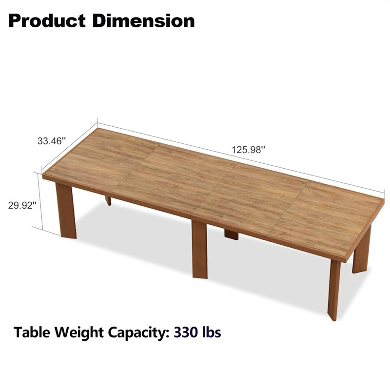 Aluminum Dining Table, 29.92" H x 125.98" W x 33.46" D