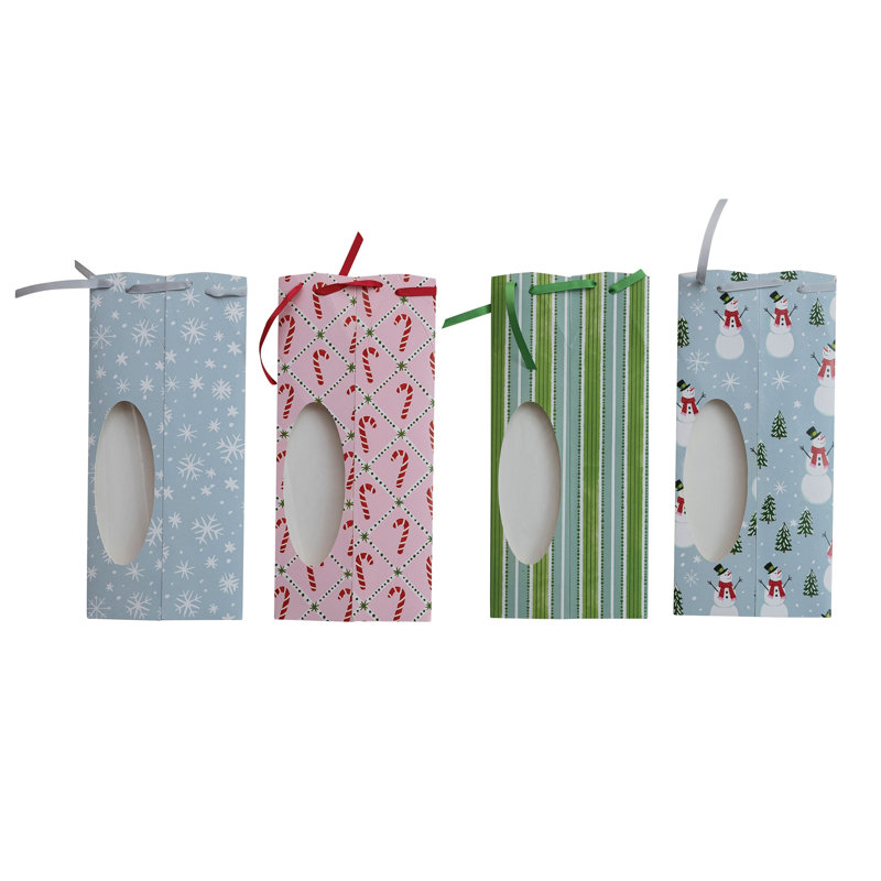 Boîte-cadeau en papier avec motif des fêtes et fenêtre en acétate