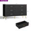 Commode 6 tiroirs moderne noire l 47 po avec dispositifs anti-basculement-1871775765