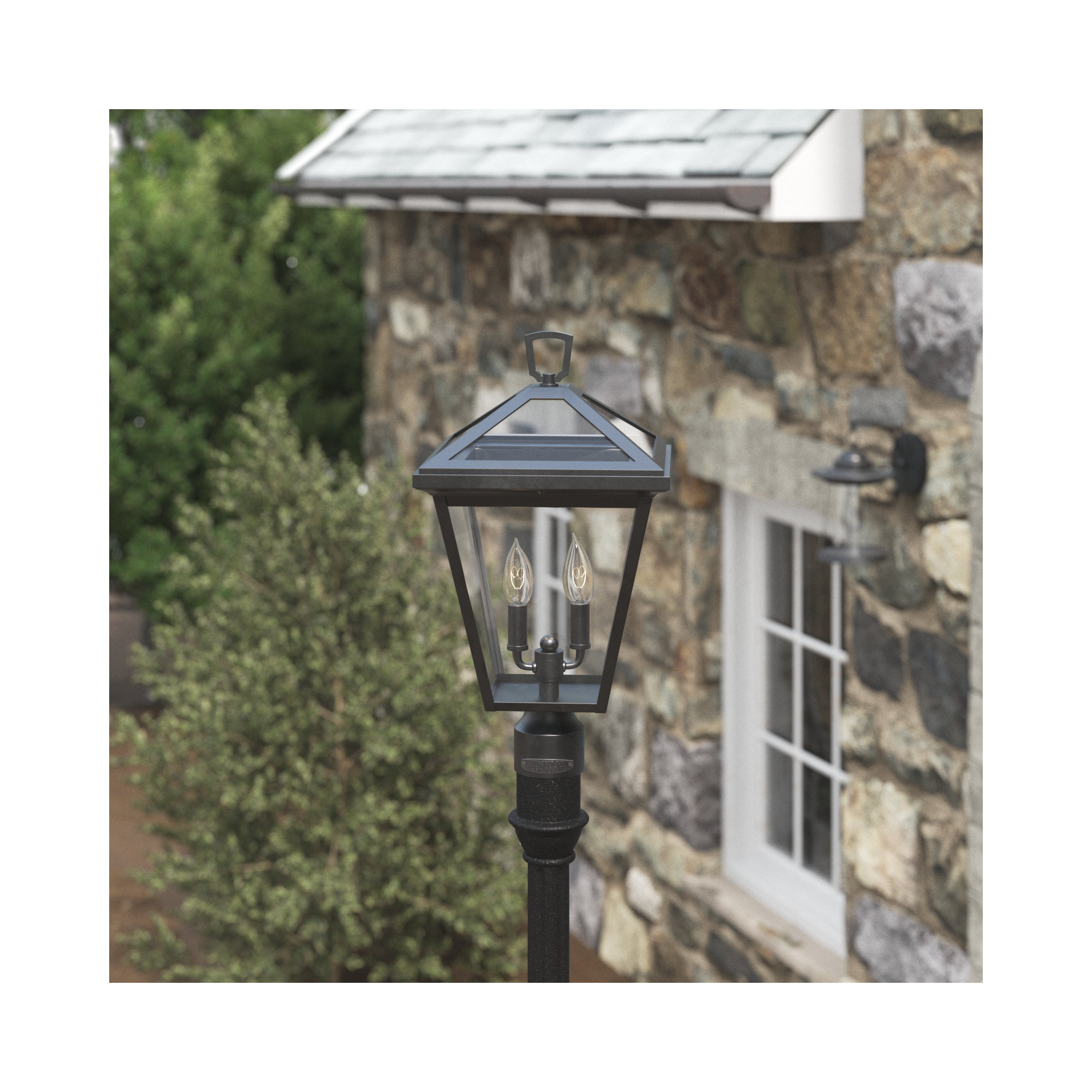 Lalla Transparent Metal Outdoor Lantern Head, Museum Black