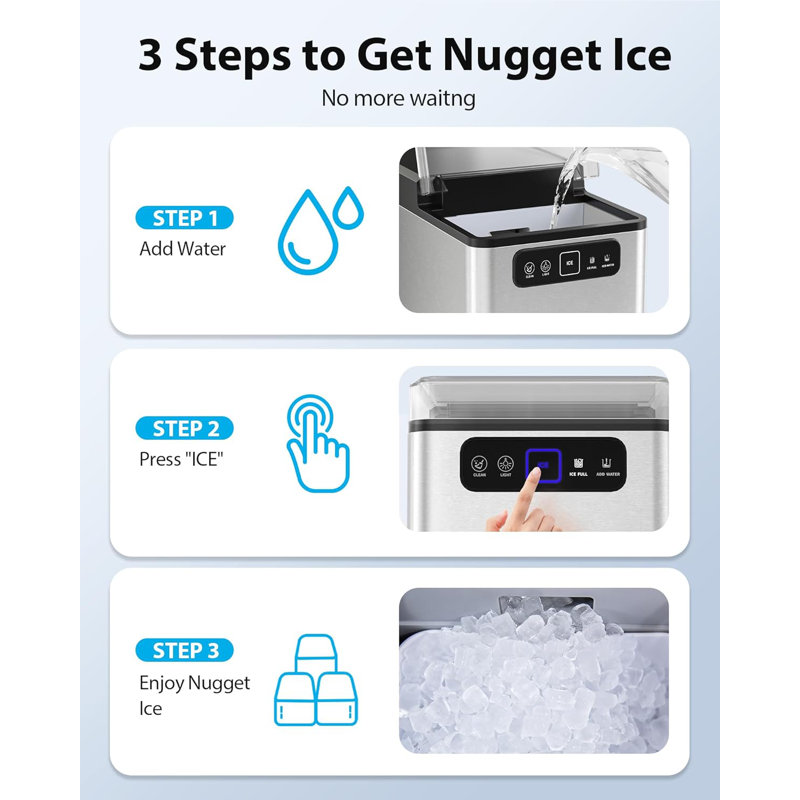 Aeitto Bullet Ice Maker Countertop, Pellet Ice Machine, silver