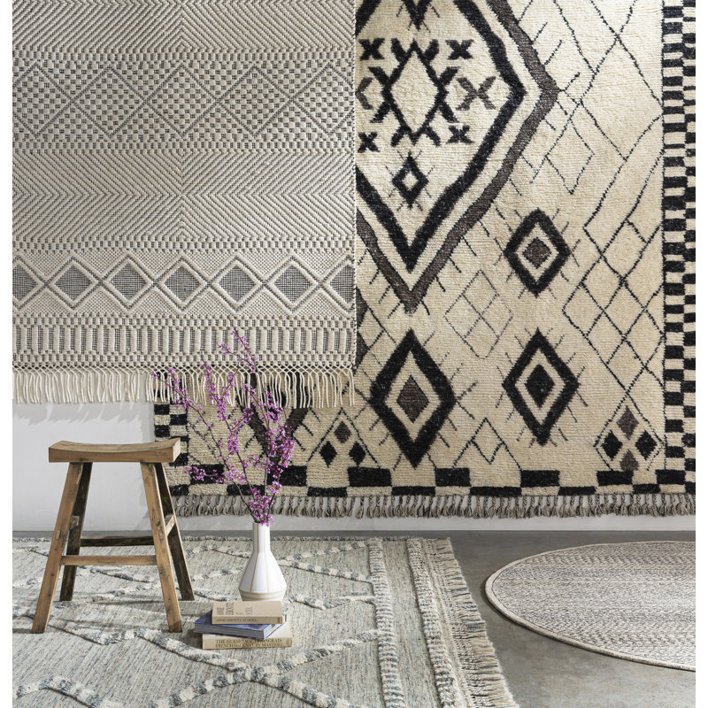 Hand Knotted Wool Moroccan Area Rug, Rectangle 2' x 3'
