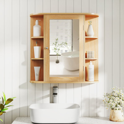65 mm W 64 mm H Wall Mounted Framed Mirrored Bathroom Cabinets Shelves with Mirror