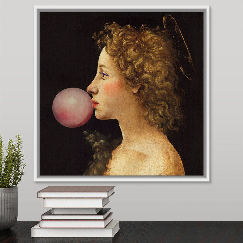 «bubble soufflage i’by the novogratz-painting on toile, H 16 po x l 16 po x P 1,25 po, Cadre flottant noir