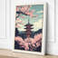 Pagoda Under Blossom Japandi - Wrapped Canvas-2128277508-2128277753