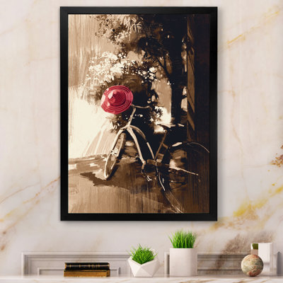 Toile rouge grunge sur bicyclette - art bohémien et éclectique