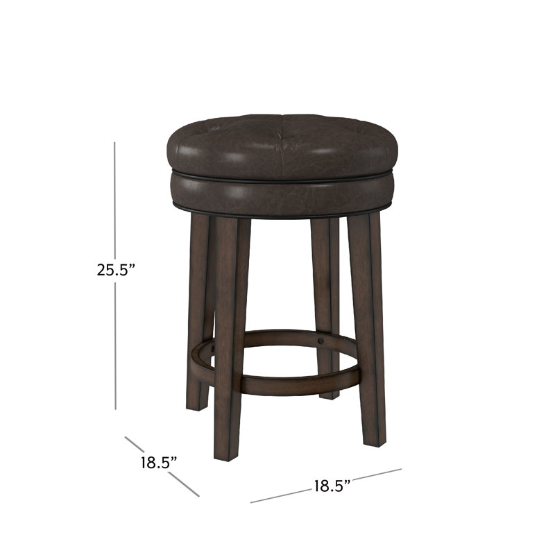 Shearson Wood Backless Counter Height Swivel Stool, Counter Stool (25.5" Seat Height),  Charcoal Gray