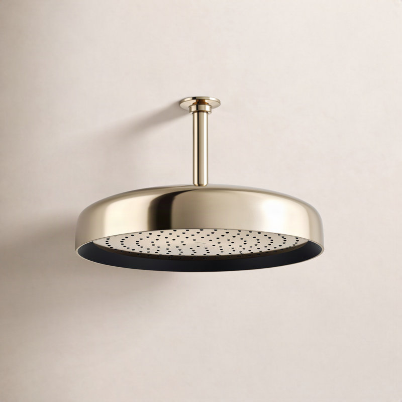 Statement 14" Single-Function Wall or Ceiling-Mount Round Rainhead, Round Rain Showerhead 2.5 GPM, Vibrant French Gold