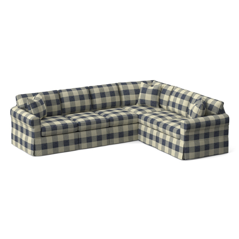 Bedford 117" Wide Corner Sectional, Blue Buffalo Check; 0120-61, Right Hand Facing