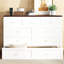 Armoire de lit double pleine grandeur en noyer blanc, station de charge, port et rangement pour nuitée, armoire en noyer avec tiroir-1233743608