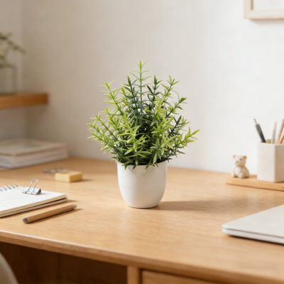 2 Pack Artificial Potted Plants Small Fake Eucalyptus - 7.8 Inch Mini Indoor Plants for Shelf, Desk, Bathroom Decor, Mantel Real Touch Faux Greenery